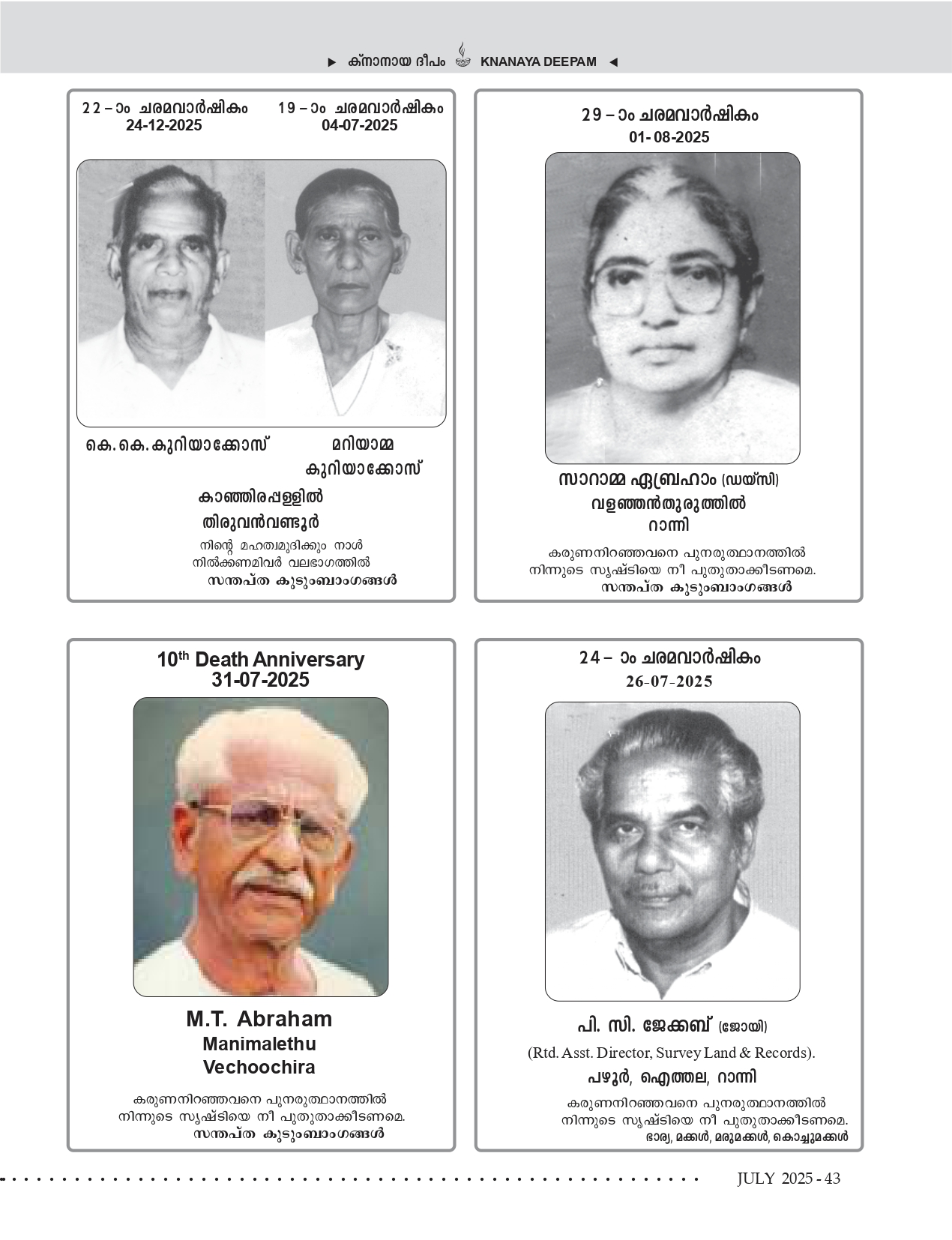 Death Anniversaries